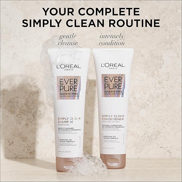 L’OREAL PARIS EVERPURE SULFATE FREE SIMPLY CLEAN SHAMPOO, HYDRATING HAIR CARE WITH ROSEMARY ESSENTIAL OILS, 8.5 FL OZ