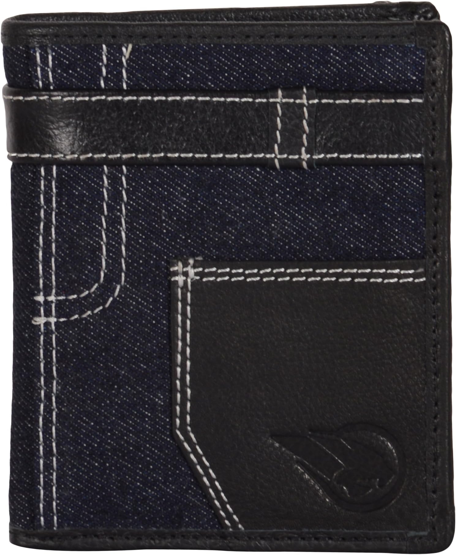 Jeans and Genuine Leather Men's Wallet - Jeans Color Blue Leather Color Black