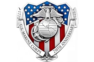 GENERIC 2025 Marine Corps 250th Anniversary Metal Car Emblem, US.MC 3D Shield Shape Car Decals with Eagle, Enamel American Flag, 3M Adhesive, Cars Medal Gift for Veterans and Military Supporters