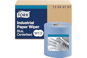 Tork 13244101 Industrial Paper Wiper, Centerfeed, 4-Ply, 11.0" Width x 492' Length, Blue (Case of 2 Rolls, 375 per Roll, 750 