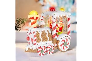 YUXELULMAI Christmas Snow Globes Dessert Train Water Glittering Lantern with 6H Timer Function Santa Snow Globe Christmas 3 AA Battery Operated for Xmas Festival Decorations Gifts (Dessert Train)