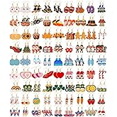 83 Pairs Holiday Earrings for Women Summer Patriotic Fall Halloween Christmas Winter Earring