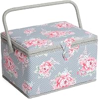 Hobbygift Groves Scatola Da Cucito In Cotone Print Collection – Coperchio Doppio Motivi Floreali – Grande (L) Per Accessori E Ricamo