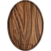 Ironwood Gourmet Osterbotten Oval Carving Board, 18" x 13" Acacia Wood Cutting Board with Juice Channel