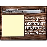 Assistant Director Appreciation Gifts, Thank You Gift for Assistant Director, Operations Office Coworkers Staff Appreciation Gifts, Sticky Note Holder Wooden Notepad & Pen Holder 6.5" x 4.7" - FTA295