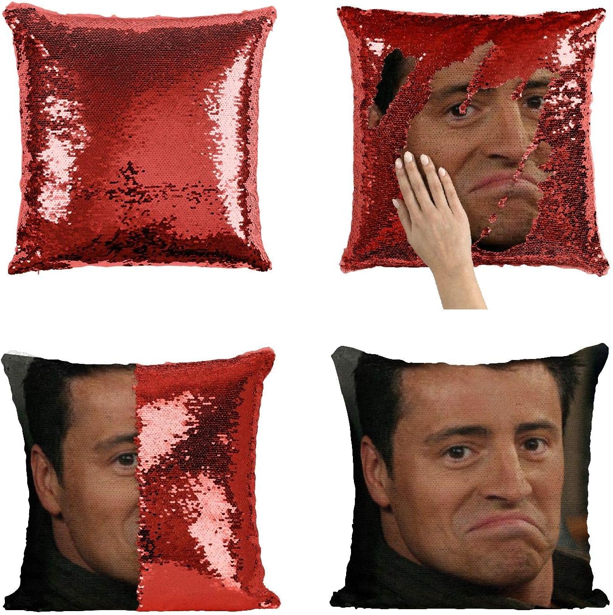 Joey Friends Tribbiani CF2 Sequins 16x16 Pillow Cover with 18x18 inch Insert Girly Stuff Boys Xmas Present (Cover + Insert)