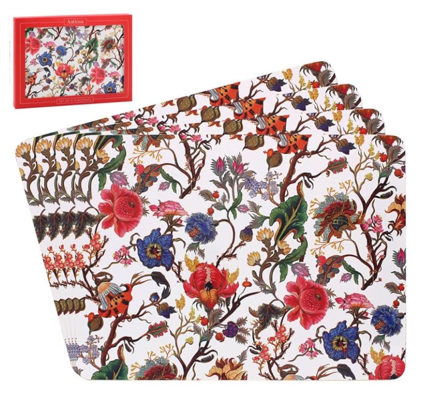 The Leonardo Collection Anthina Table Place Mats Set of 4 | Non Slip Washable Table Mats For Dining | Easy to Clean and Mantain Table Mats | Set of 4 Printed Designer Placemats