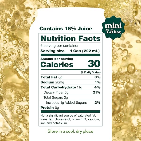 OLIPOP MINIS PREBIOTIC SODA POP, GINGER ALE, PANTRY PACK PACKED WITH PREBIOTICS, FIBER, AND BOTANICALS, GLUTEN FREE, GMO FREE, 7.5OZ (6-CANS)