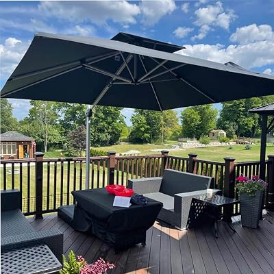 PURPLE LEAF Garden Cantilever Parasol 2.7m x 3.65m Gray Rectangular