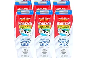 Milk Organic Whole Milk, Shelf Stable Whole Milk Boxes, Horizon Milk Single Serve, 8.0 Fl oz (BETRULIGHT Value Pack of 6) (Low Fat)