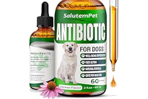 SALUTEMPET Dog Antibiotics for Infections, Cough, & Itching | Natural Antibiotics for Dogs for All Ages to Promote Wound Healing | Dog UTI Treatment and Tooth Infection Treatment | Chicken Flavor | 2 Oz