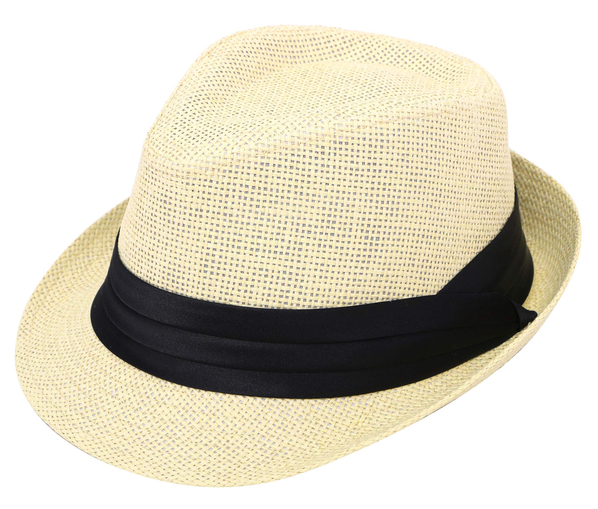 Short Brim Straw Fedora Sun Hat 