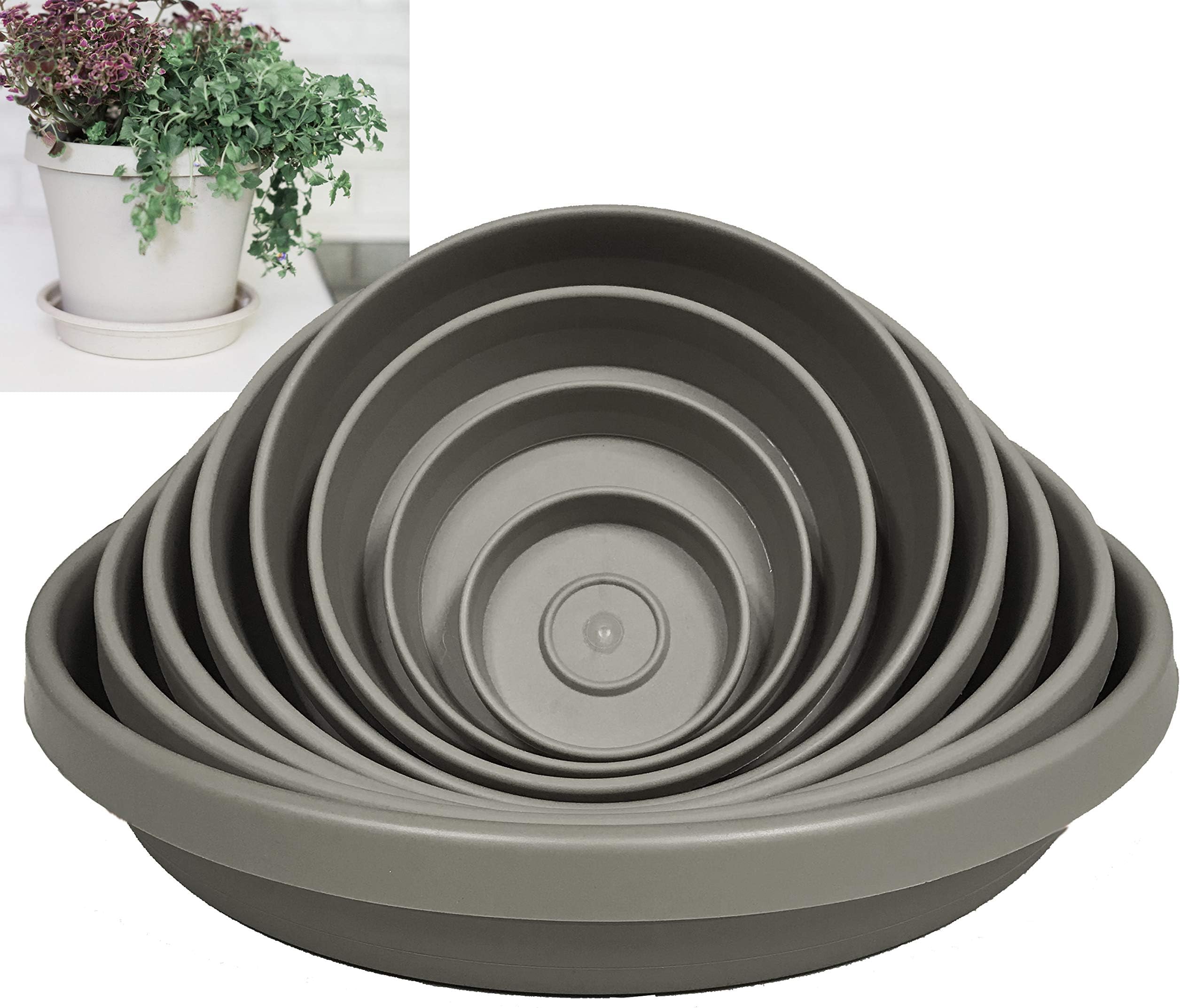 BloemTerra Plant Saucer Tray for Planters 10-14" Peppercorn