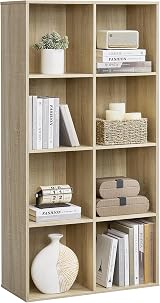 VASAGLE 8 Compartment Bookcase Shelf LBC24NL Wood Color Open Storage