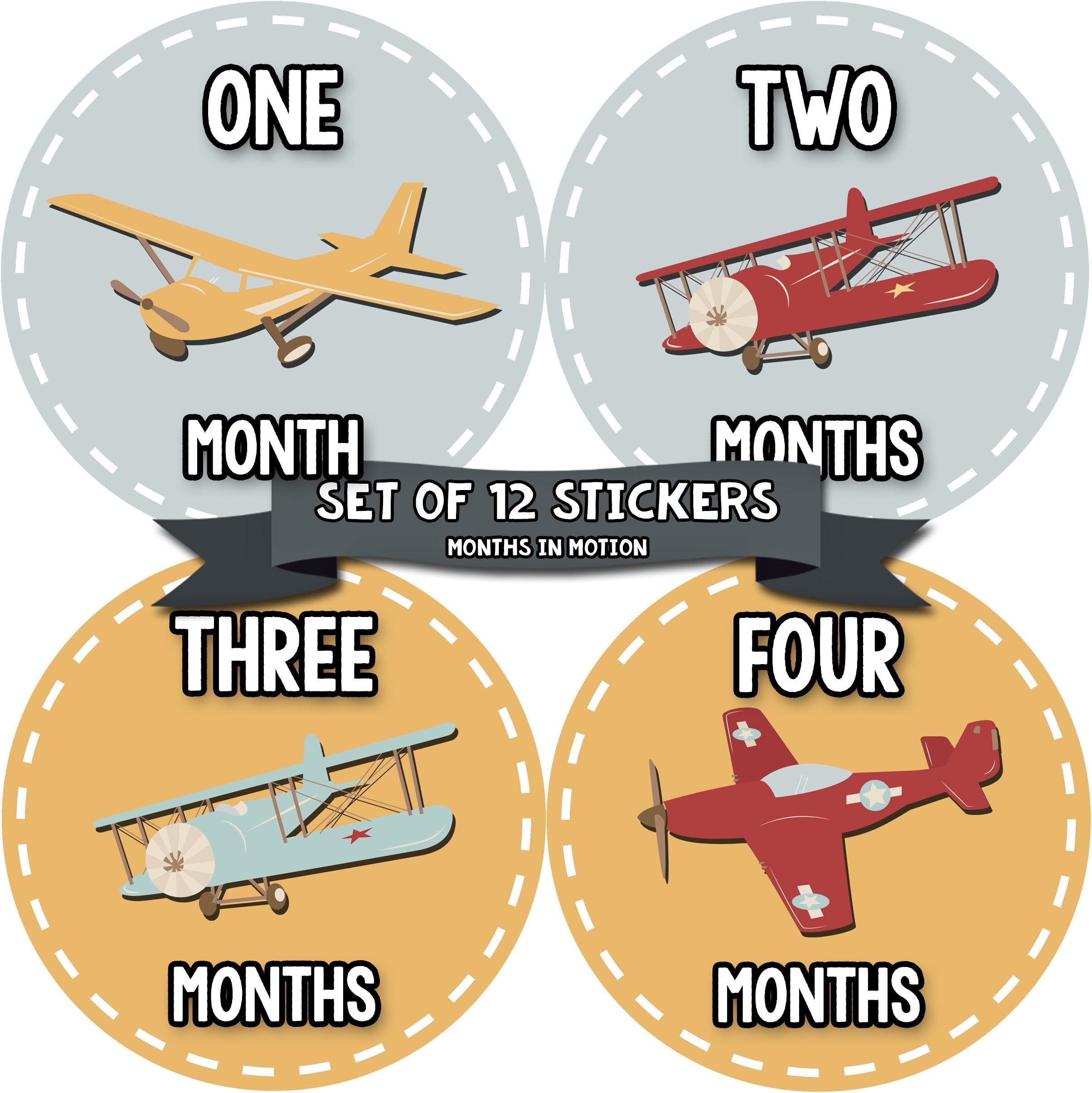 Baby Monthly Stickers | Monthly Milestone Stickers | Baby Month Stickers for Boy | Airplanes