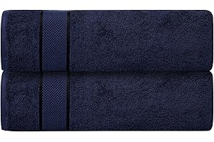 CRAFTBERRY Luxury Bath Sheets| 100% Cotton| Soft, Plush, Thick, Fluffy, Highly Absorbent, Quick Dry| Home, Gym, Pool, Hotel, Shower | Oversized Large Towel Set for Bathroom| Set of 2| 35 x 70| Dark Blue / Navy