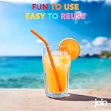 Joie Rainbow Silicone Straws Reusable 6 Pieces with Cleaning Brush view 2