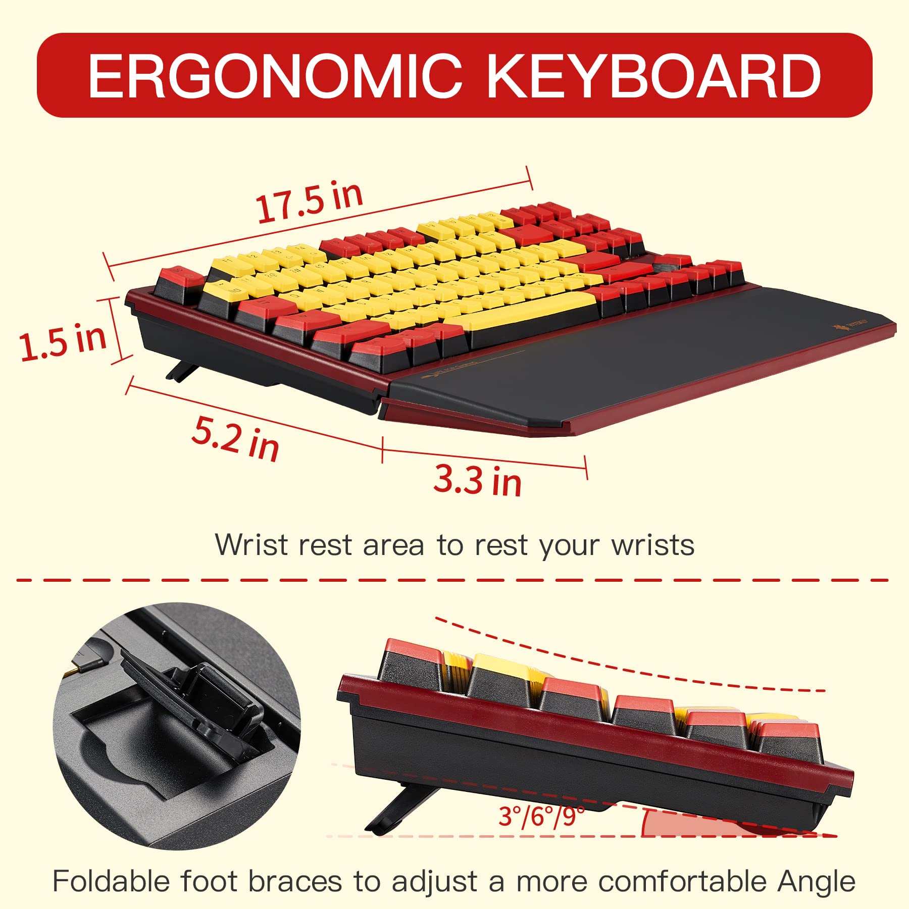 Hexgears X5 Wireless Mechanical Keyboard with Kaihl Box Switch-Quicksand Gold, Ironman Computer Keyboard for Gaming, Typing, Ergonomic 108-key Typewriter Keyboard with Wrist Rest