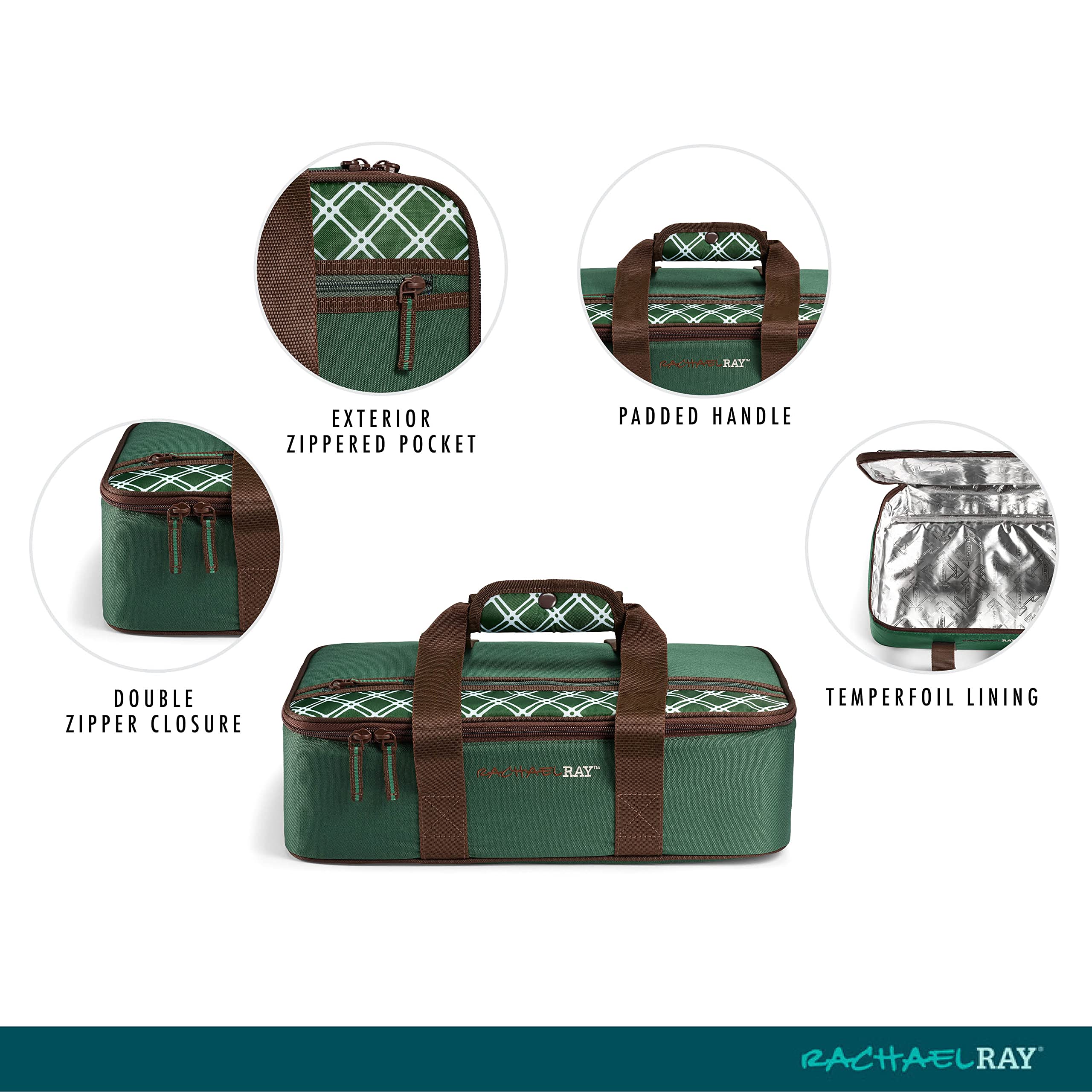 Rachael Ray Lasagna Lugger, Thermal Insulated Casserole Carrier for Hot or Cold Food, Lugger Tote for Pockluck, Parties, Picnic, and Cookouts, Fits 9