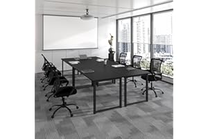 Bonzy Home 12FT Conference Table, Modern Large Meeting Table Office Desks for 16 Person, Long Rectangle Table with Sturdy Metal Frame, 4PCS, 142" D x 64" W x 30" H, Black