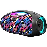 MEE Audio PartySPKR Bluetooth Wireless Speaker, Powerful 60W RMS Stereo Sound, 2 Subwoofers, Dynamic LED Lighting, Party Mode for Connecting 100+; Portable Speaker for Indoor &amp; Outdoor Use, Colorful