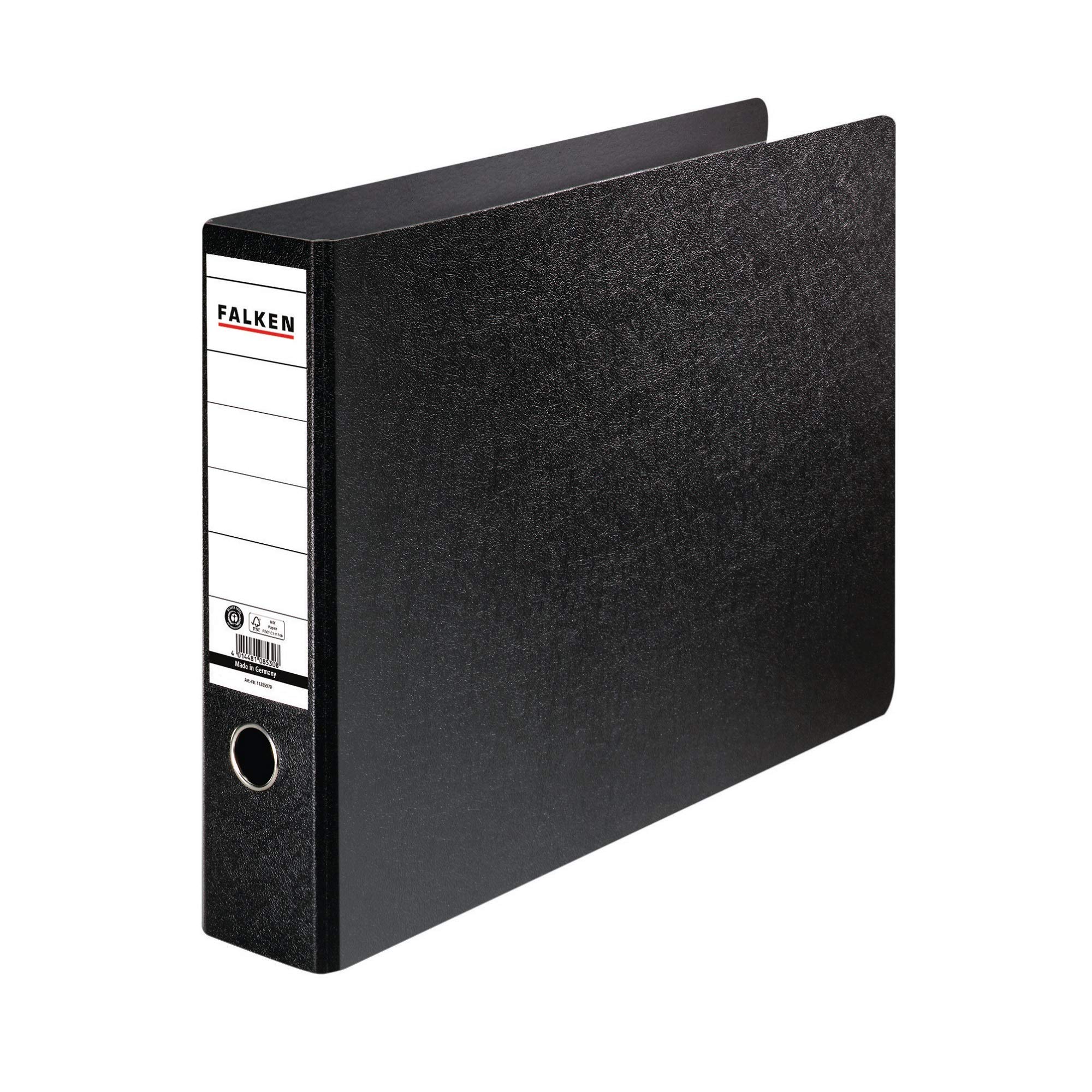 Original Falken Folder Special Format Hard Cardboard Made in Germany 8 cm Wide DIN A3 Landscape Black Ring Binder Letter Folder Office Folder Cardboard Folder Slotted Folder Blue Angel