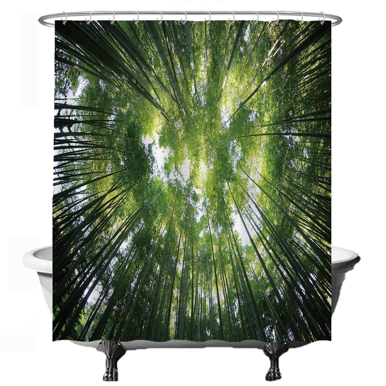 Ulticool Shower Curtain - Nature Forest Peace Green - 180 x 200 cm - Washable - Waterproof - with 12 Rings