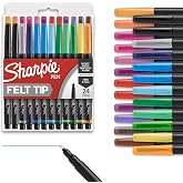Sharpie Felt Tip Pens, Fine Point (0.4mm), Assorted Colors, 24 Count - Perfect for Journaling, Drawing, Arts &amp; Crafts