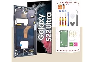 LNONLS OLED for Samsung Galaxy S22 Ultra 5G LCD Display Screen Assembly Replacement for Samsung S22 Ultra Touch Digitizer Screen with Frame Toolkits S908U S908A US Version (Black)