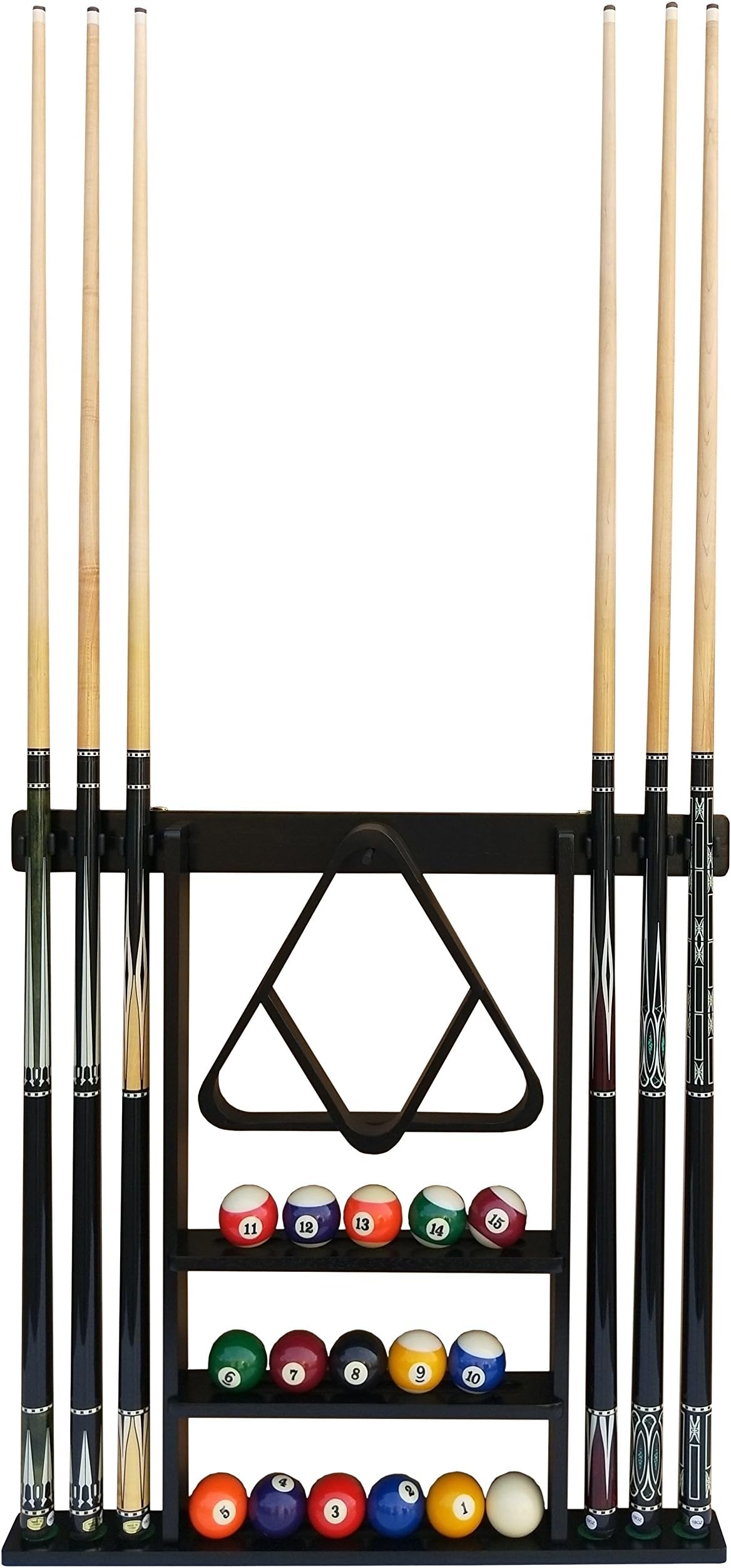 Flintar Wall Cue Rack, Premium Billiard Pool Cue Stick Holder, Made of Solid Hardwood, Improved Direct Wall Mounting, Cue Rack Only (Cues, Balls and Ball Rack not Included)