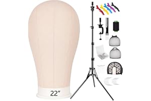 Pet Baby 63In Wig Stand Tripod with 22In Head, Canvas Wig Head Stand with Mannequin Head for Wigs Manikin Head Block Set for Wigs Making Display