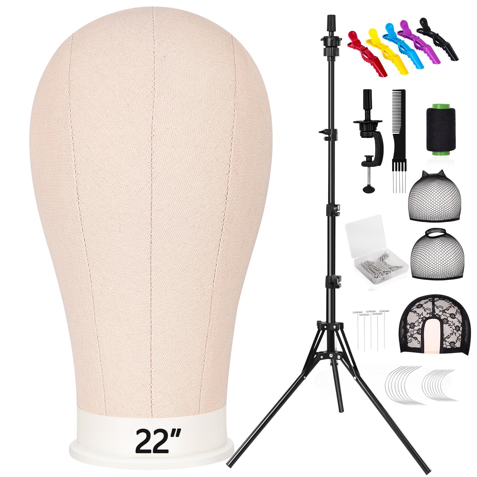 Photo 1 of Pet Baby 63In Wig Stand Tripod with 22In Head, Canvas Wig Head Stand with Mannequin Head for Wigs Manikin Head Block Set for Wigs Making Display