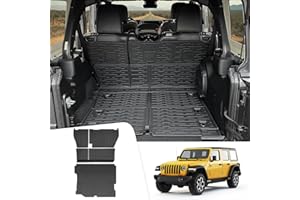 JTYZSM Cargo Mats for 2018-2025 Jeep Wrangler JL Unlimited 4X4 Trunk Mat with Backrest Liner, All Weather TPE Protector Rear Back Seat Mats for 18-25 Wrangler JL 4X4 4 Door Accessories