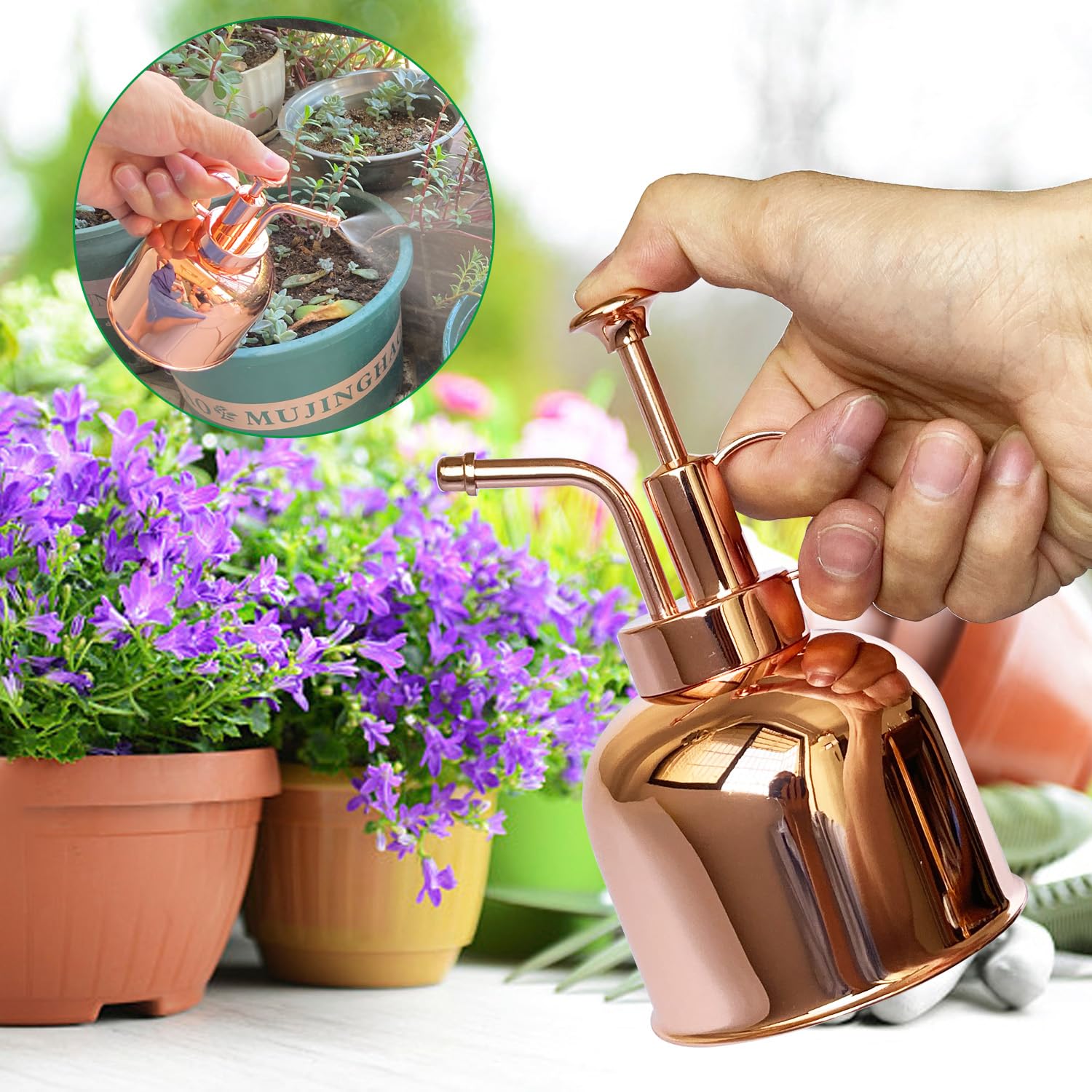 Lianshi Plant Mister Spray Bottle Stainless steel plant sprayer, small watering can plant spray bottle Modern gardening tools for indoor potted plants watering and spraying