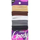 Goody Ouchless Elastic Hair Ties - 50 Ct, Assorted Neutrals, 2MM Rubber Bands for Hair, Pain-Free Hair Accessories for Women &amp; Men, Made for Long-Lasting Braids, Ponytails &amp; More, For Fine Hair