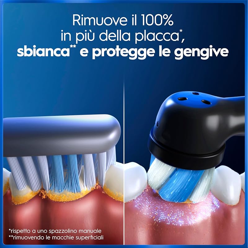 iO 5 Spazzolino Elettrico, con 3 Testina di Ricambio, Custodia, Nero