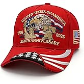 ABLECAP 250th Anniversary USA Hat, Embroidered Patriotic Baseball Cap, Adjustable Hat for Men &amp; Women