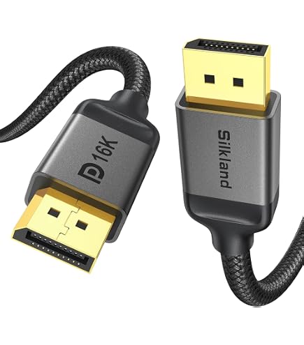 Câble DisplayPort 2.1 à 90° (15 Cm) - 40 Gbit/s, 16K/8K/4K, Pour RTX 4090, Double Moniteur