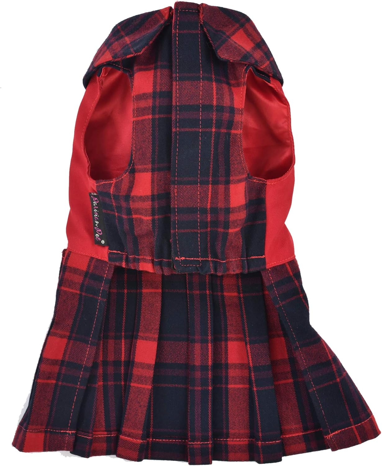 Parisian Pet Designer Scottish Red/Blue Plaid Pleated Dog Dress Holiday Party Special Occasion School Uniform - Image 3