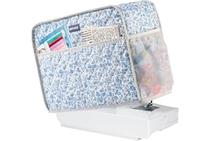AMOIGEE Sewing Machine Cover for Brother, Singer, Janome – Quilted Dust Cover with Storage Pockets, Padded Protective Sewing Machine Case Fits Most Standard Sewing Machines (17" x 7" x 12")