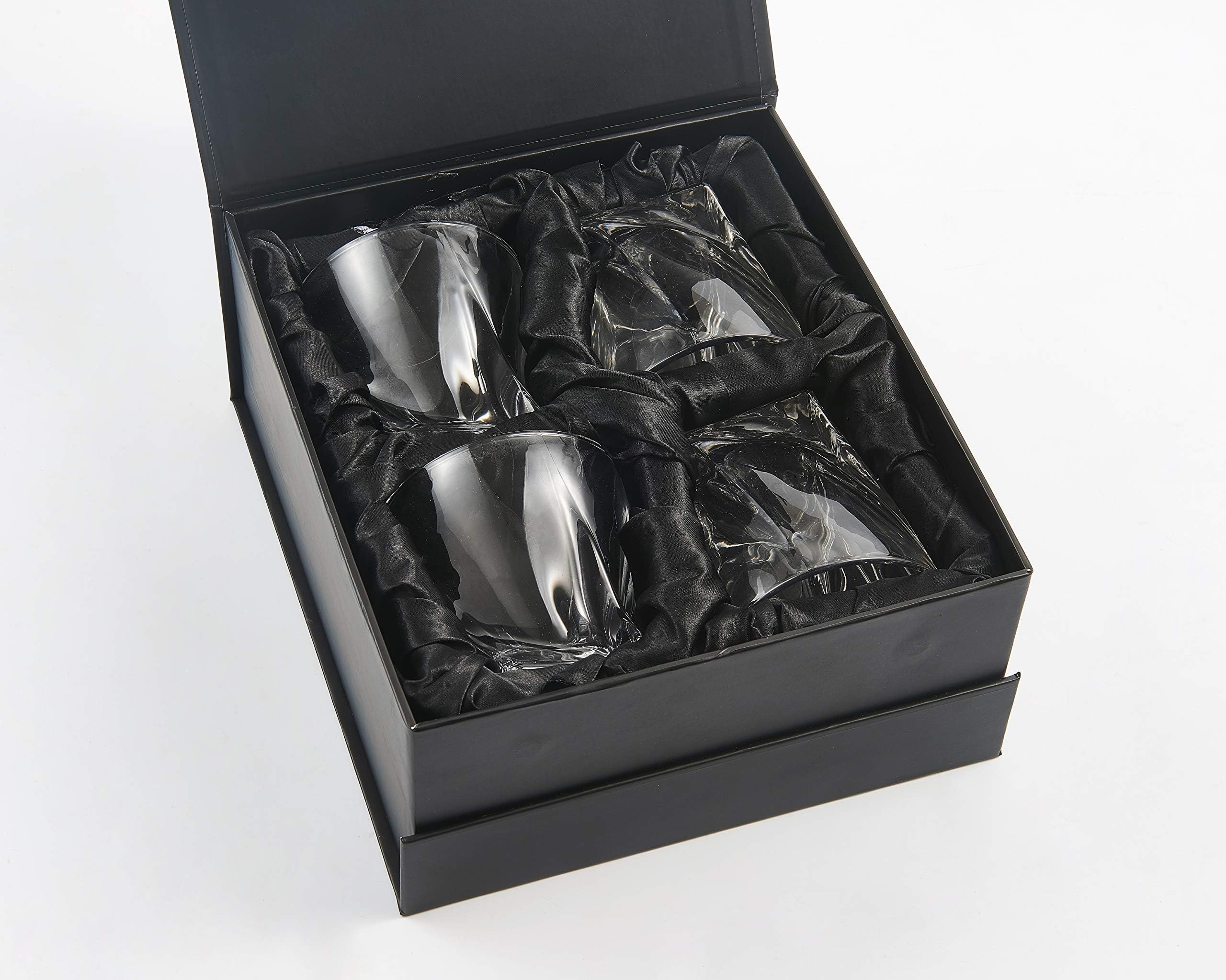 On The Rocks – Twisted Whiskey Glasses - Set of 4 - Modern Italian Designed Glasses with Presentation Box – Whiskey Gift Set