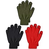 3 Pairs Toddler Gloves Kids Mittens Winter Warm Knitted Gloves Full Finger Mittens for Toddler Boys and Girls