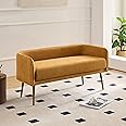 Forshare Bedroom Bench with Low Back,Inside Metal Frame, Extra Seat for Living Room,Entryway or Dinning Bench (Yellow) …