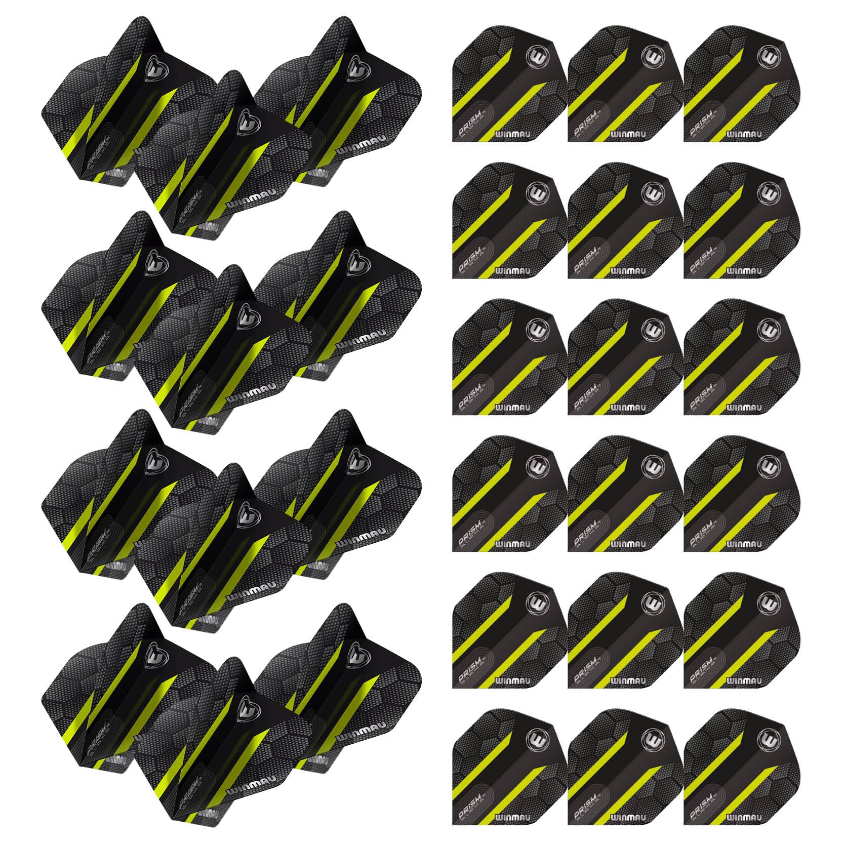 WINMAU Prism Alpha Black & Green Hexagon Extra Thick Dart Flights - 10 sets per pack (30 dart flights in total)