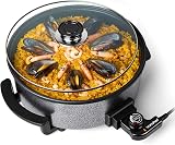 VonShef Electric Frying Pan 5L 1500W 30cm Non-Stick Skillet with Glass Lid