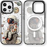 Bouvardia for iPhone 16 Pro Max Case, Compatible with Magsafe, Cute Design for Women & Girls, Protective & Aesthetic, Gray Bumper - Astronaut
