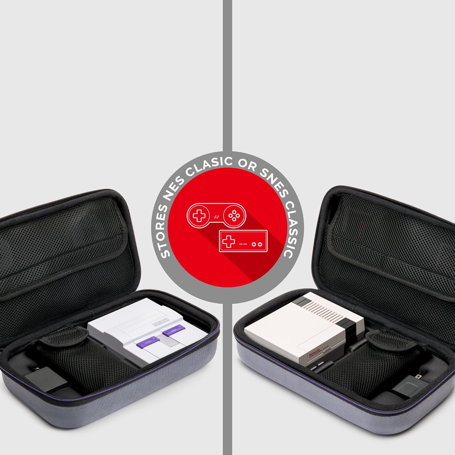 Officially Licensed Nintendo Super Nintendo Entertainment System Carrying Case – Protective Deluxe Travel System Case – Grey Ballistic Nylon Exterior: Video Games