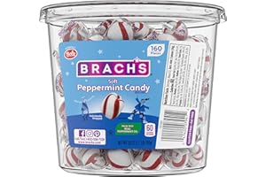 Brach's Bobs Sweet Stripes Soft Peppermint Candy, 160 Individually-Wrapped Pieces, 28 Ounce Jar