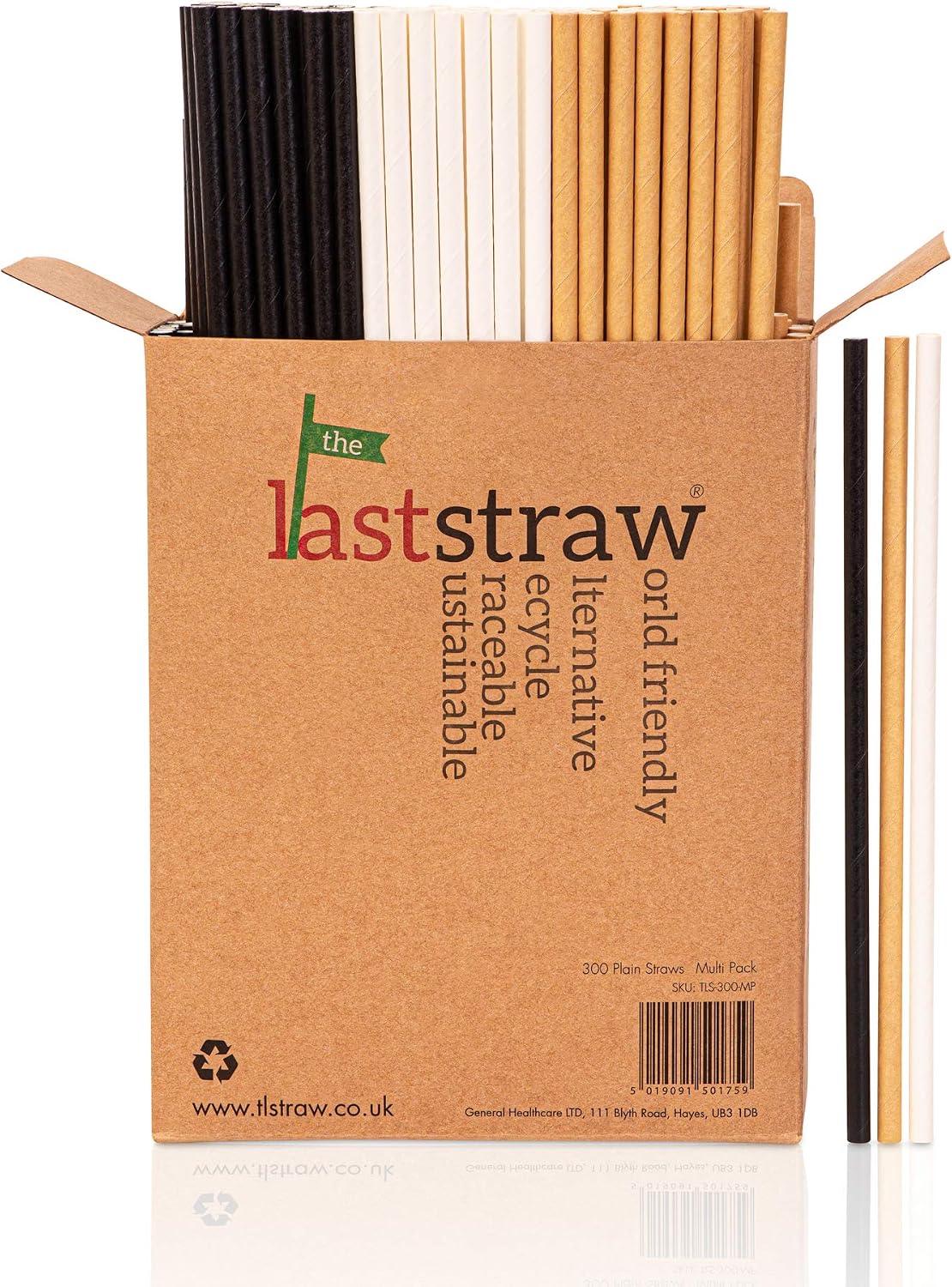 the Last Straw - 100% Biodegradable Paper Drinking Straws (300 Pack)(White/Brown/Black)