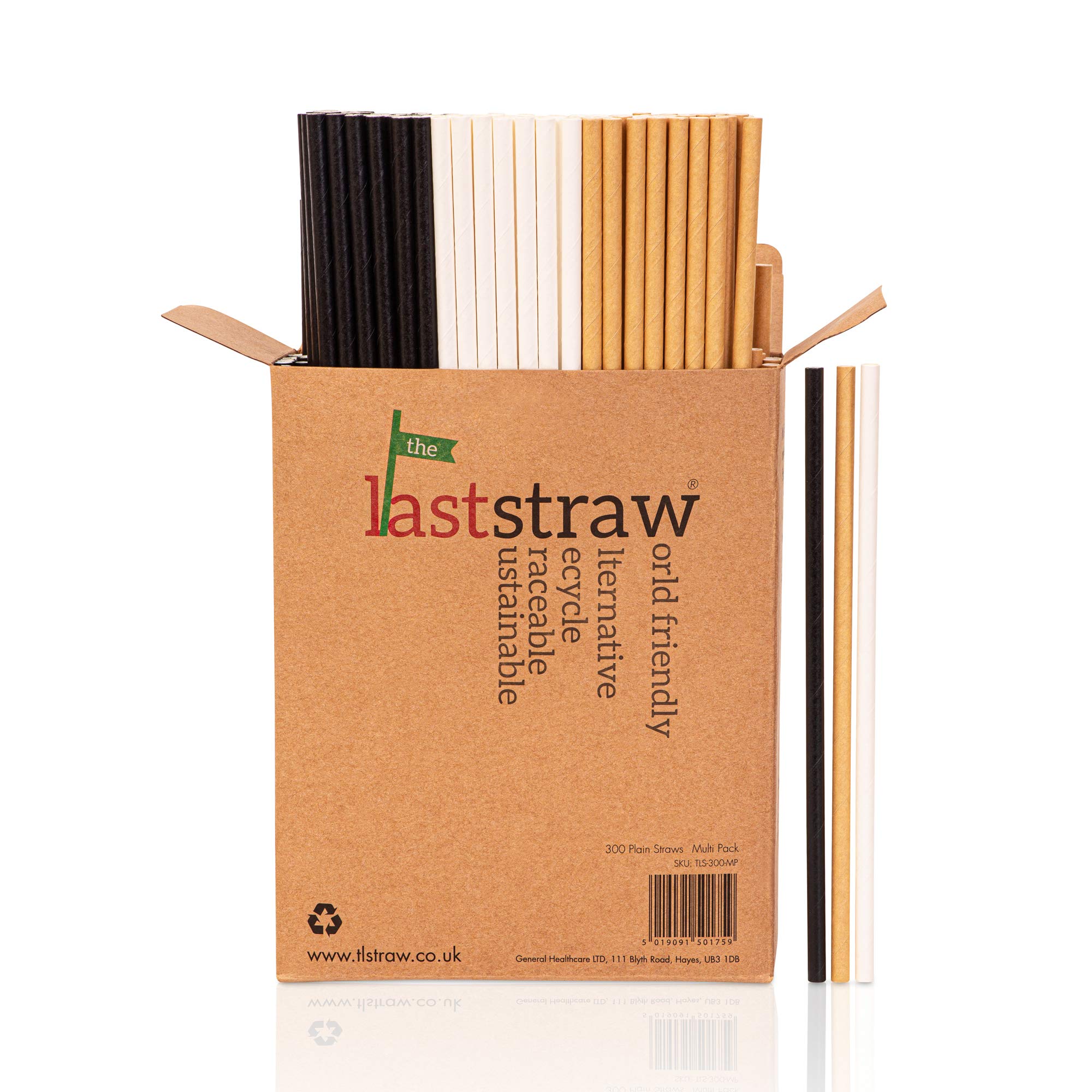 the Last Straw - 100% Biodegradable Paper Drinking Straws (300 Pack)(White/Brown/Black)